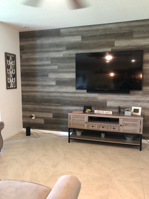 Custom Accent Wall with Vinyl Plank and TV Mount 